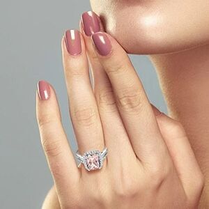 ⏬️PRICEDROP⏬️Sterling Silver Morganite Emerald Cut with Halo CZ Pave Setti…